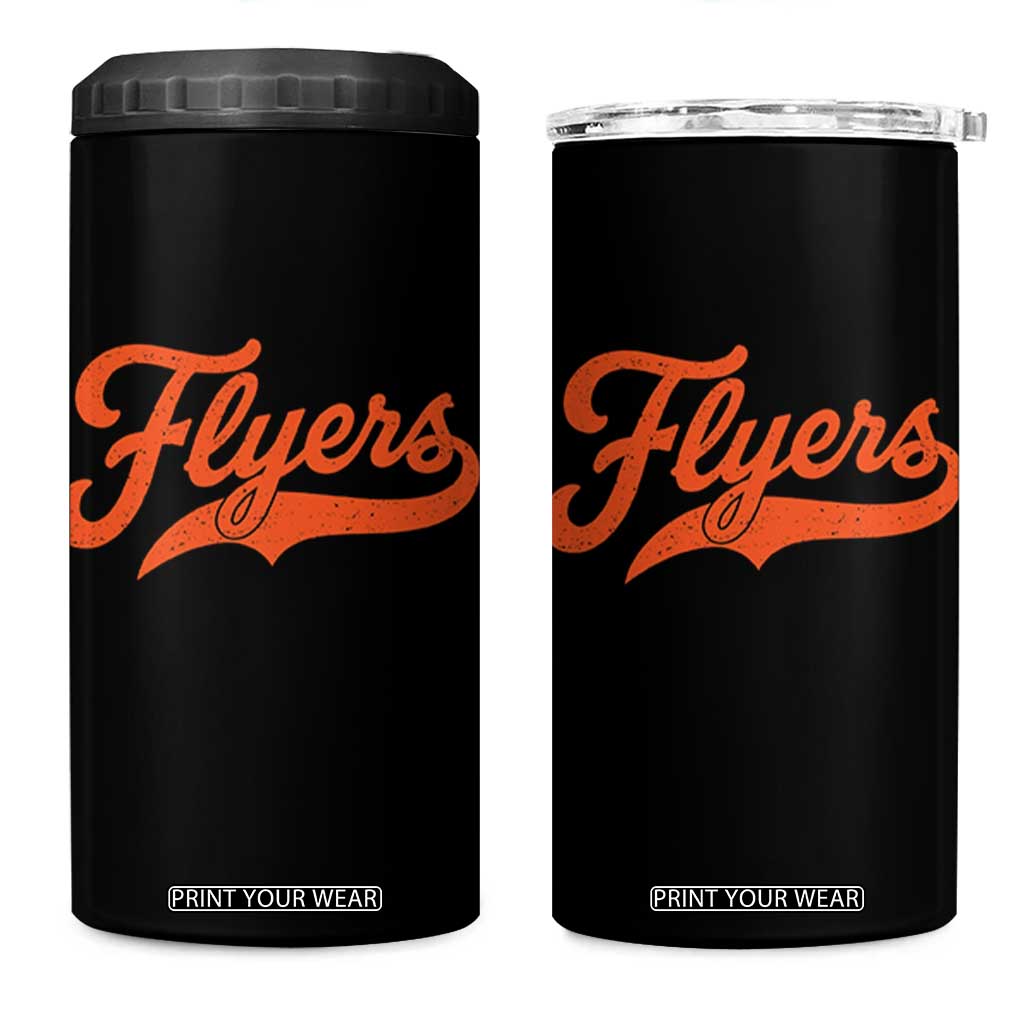 Vintage Flyers Name Script Style 4 in 1 Can Cooler Tumbler Retro Distressed Tailgate Spirit Sports Fan TS02 One Size: 16 oz Black Print Your Wear