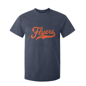 Vintage Flyers Name Script Style T Shirt For Kid Retro Distressed Tailgate Spirit Sports Fan TS02 Navy Print Your Wear