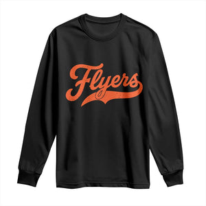 Vintage Flyers Name Script Style Long Sleeve Shirt Retro Distressed Tailgate Spirit Sports Fan TS02 Black Print Your Wear