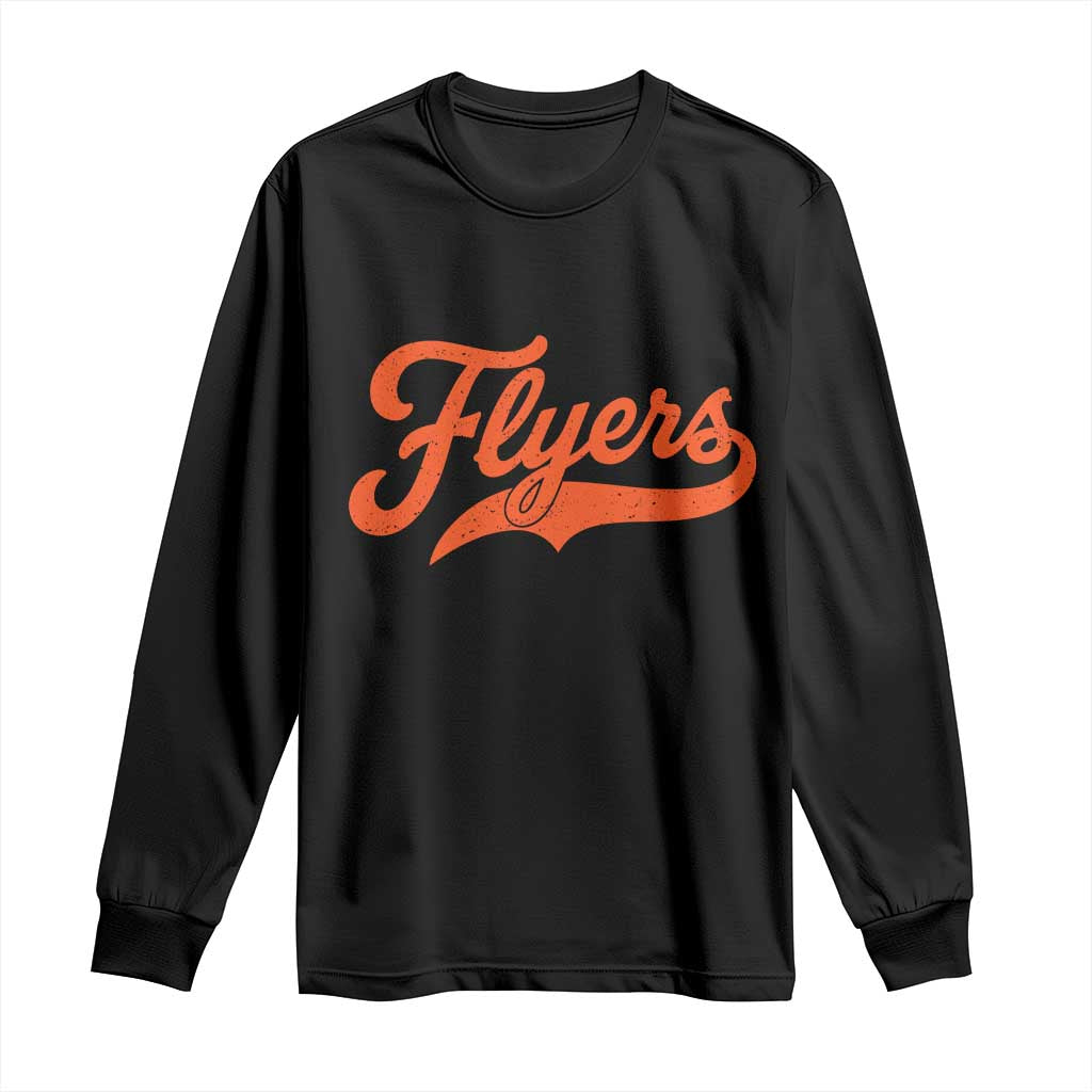 Vintage Flyers Name Script Style Long Sleeve Shirt Retro Distressed Tailgate Spirit Sports Fan TS02 Black Print Your Wear