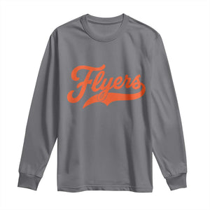 Vintage Flyers Name Script Style Long Sleeve Shirt Retro Distressed Tailgate Spirit Sports Fan TS02 Charcoal Print Your Wear