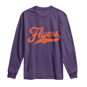 Vintage Flyers Name Script Style Long Sleeve Shirt Retro Distressed Tailgate Spirit Sports Fan TS02 Purple Print Your Wear
