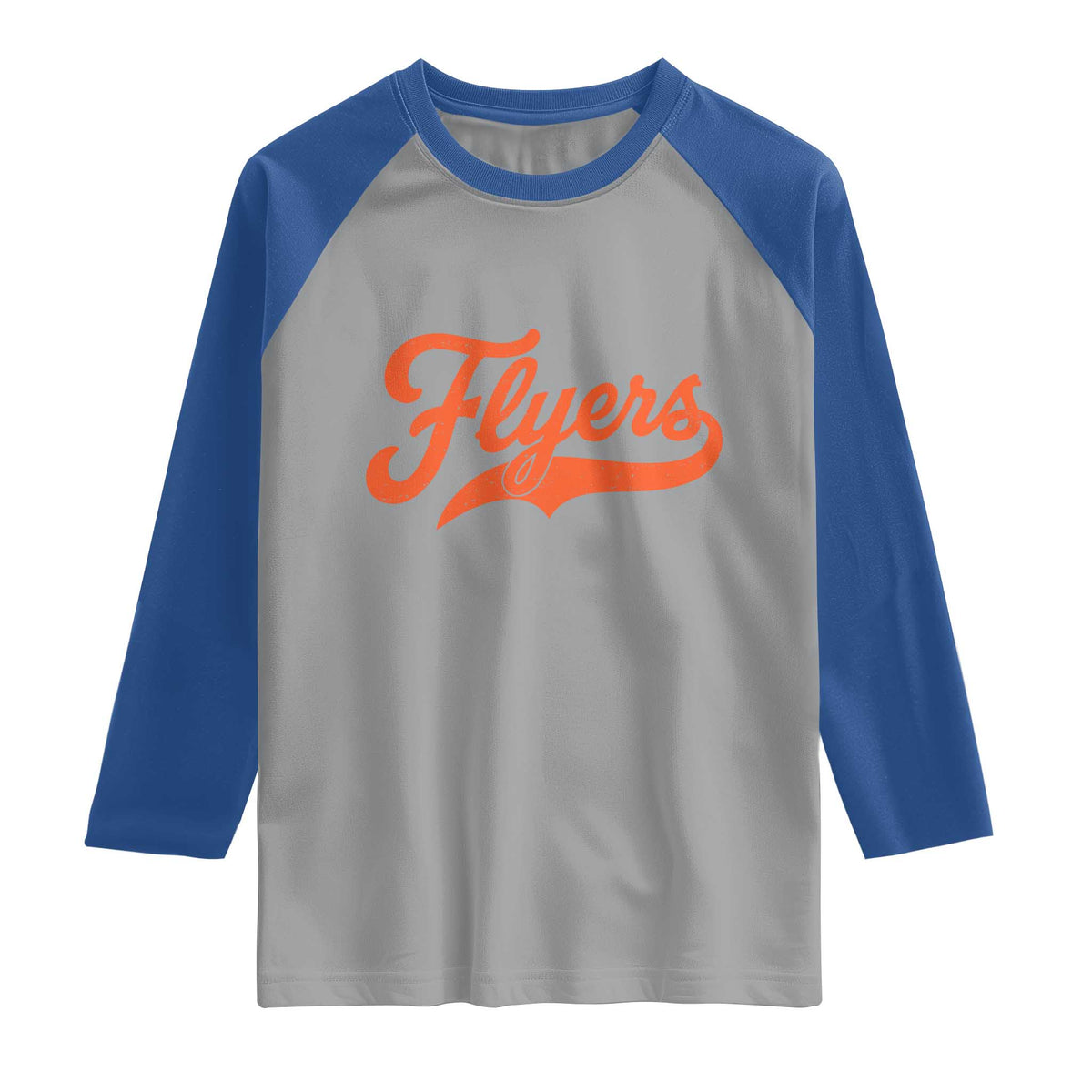 Vintage Flyers Name Script Style Raglan Shirt Retro Distressed Tailgate Spirit Sports Fan TS02 Sport Gray Royal Print Your Wear