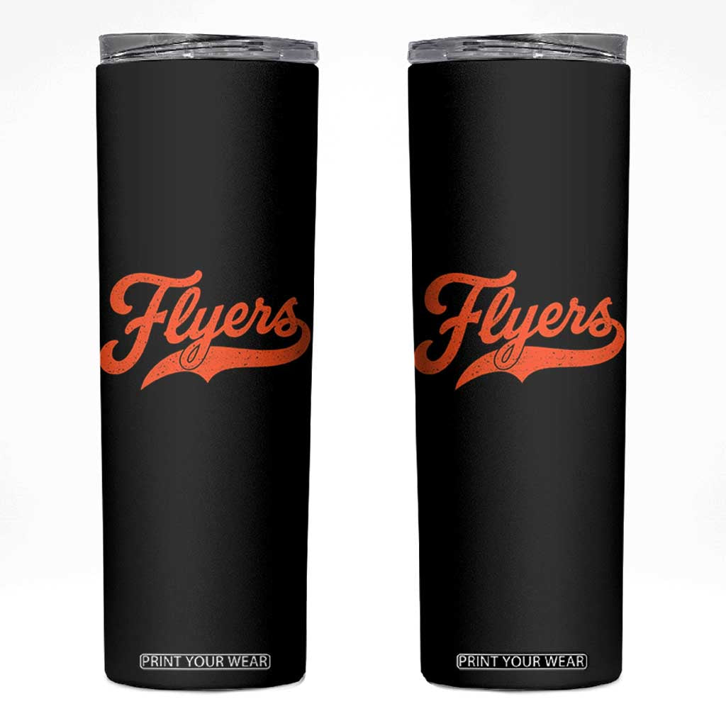 Vintage Flyers Name Script Style Skinny Tumbler Retro Distressed Tailgate Spirit Sports Fan TS02 Black Print Your Wear