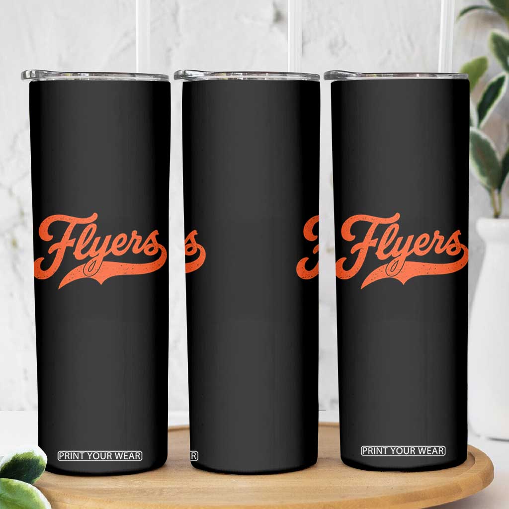 Vintage Flyers Name Script Style Skinny Tumbler Retro Distressed Tailgate Spirit Sports Fan TS02 Print Your Wear
