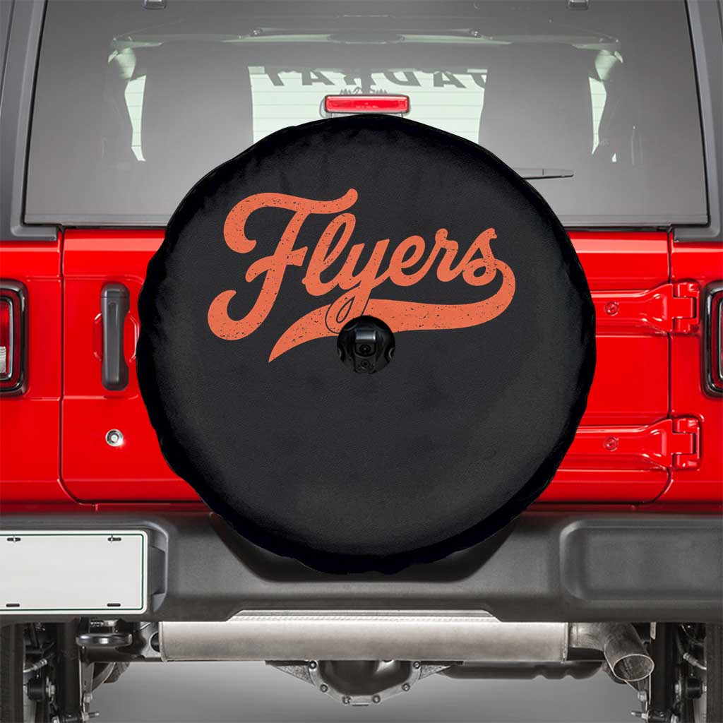Vintage Flyers Name Script Style Spare Tire Cover Retro Distressed Tailgate Spirit Sports Fan TS02 Black Print Your Wear