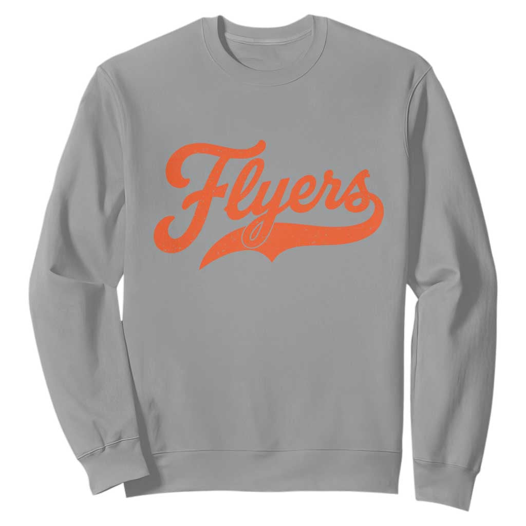 Vintage Flyers Name Script Style Sweatshirt Retro Distressed Tailgate Spirit Sports Fan TS02 Sport Gray Print Your Wear