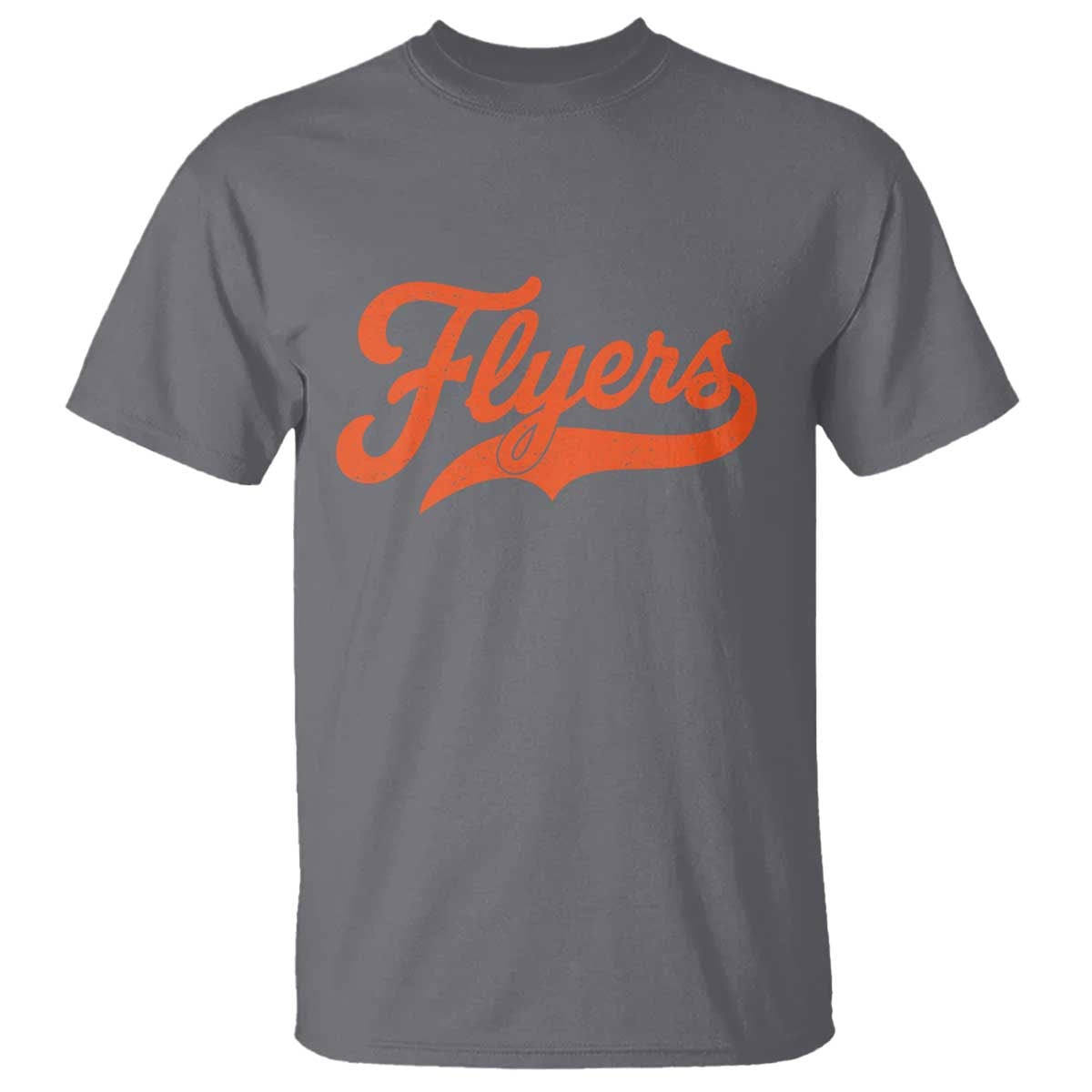 Vintage Flyers Name Script Style T Shirt Retro Distressed Tailgate Spirit Sports Fan TS02 Charcoal Print Your Wear