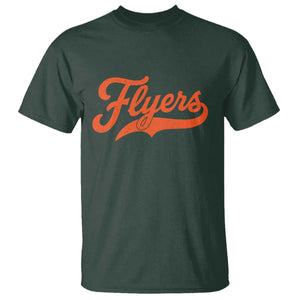 Vintage Flyers Name Script Style T Shirt Retro Distressed Tailgate Spirit Sports Fan TS02 Dark Forest Green Print Your Wear