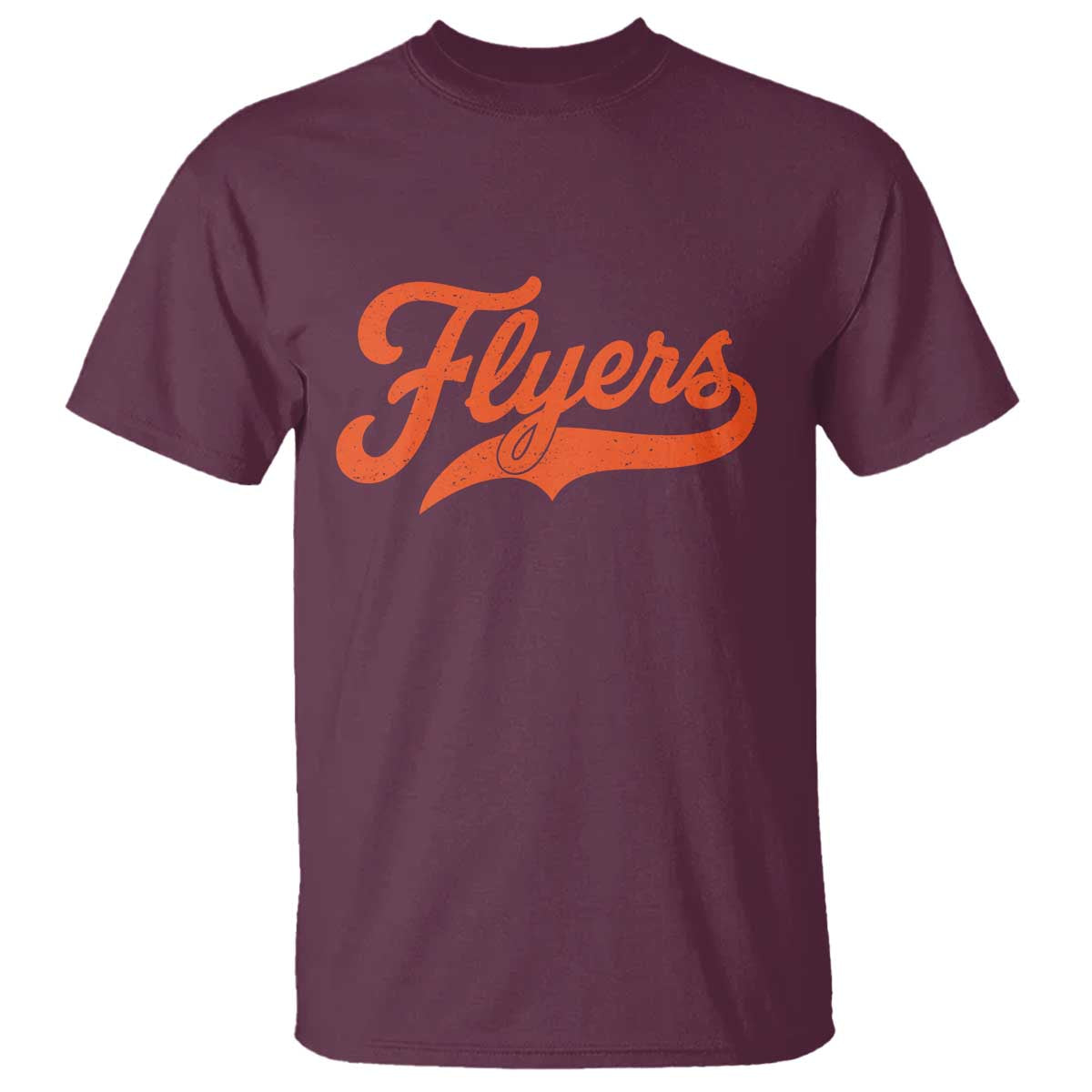 Vintage Flyers Name Script Style T Shirt Retro Distressed Tailgate Spirit Sports Fan TS02 Maroon Print Your Wear