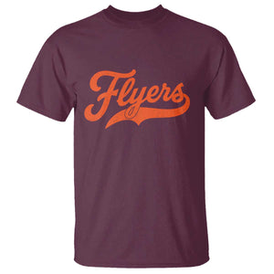 Vintage Flyers Name Script Style T Shirt Retro Distressed Tailgate Spirit Sports Fan TS02 Maroon Print Your Wear