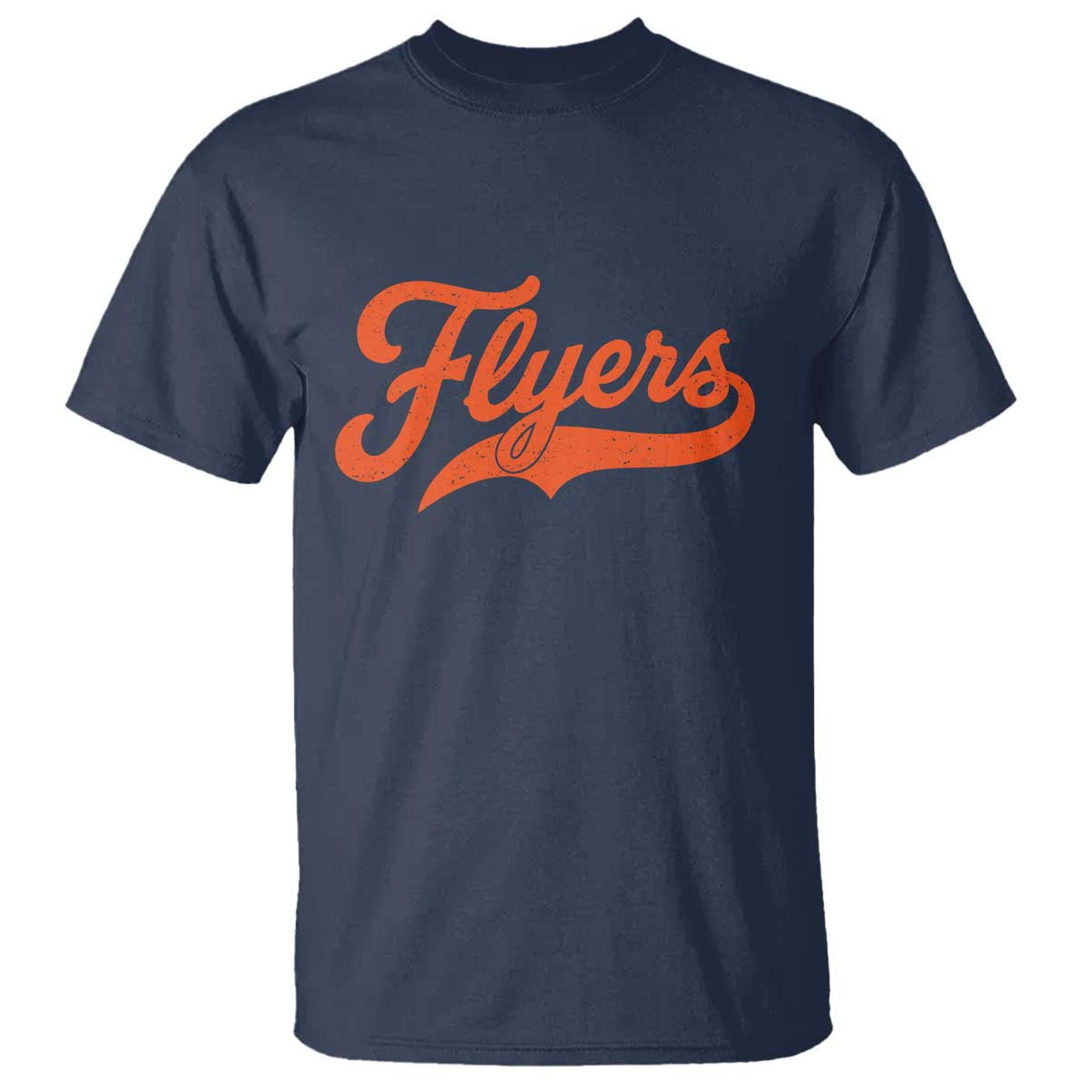 Vintage Flyers Name Script Style T Shirt Retro Distressed Tailgate Spirit Sports Fan TS02 Navy Print Your Wear