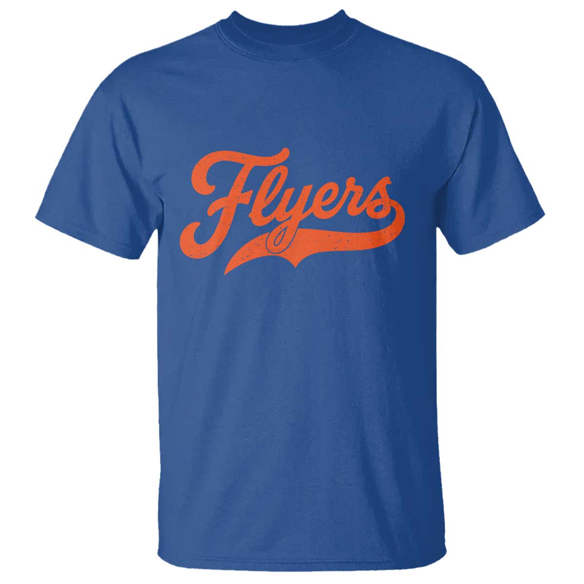 Vintage Flyers Name Script Style T Shirt Retro Distressed Tailgate Spirit Sports Fan TS02 Royal Blue Print Your Wear