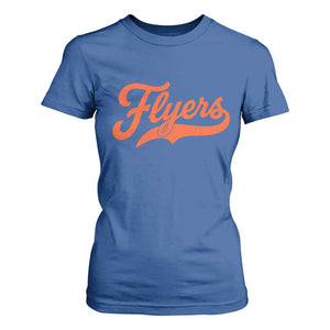 Vintage Flyers Name Script Style T Shirt For Women Retro Distressed Tailgate Spirit Sports Fan TS02 Royal Blue Print Your Wear