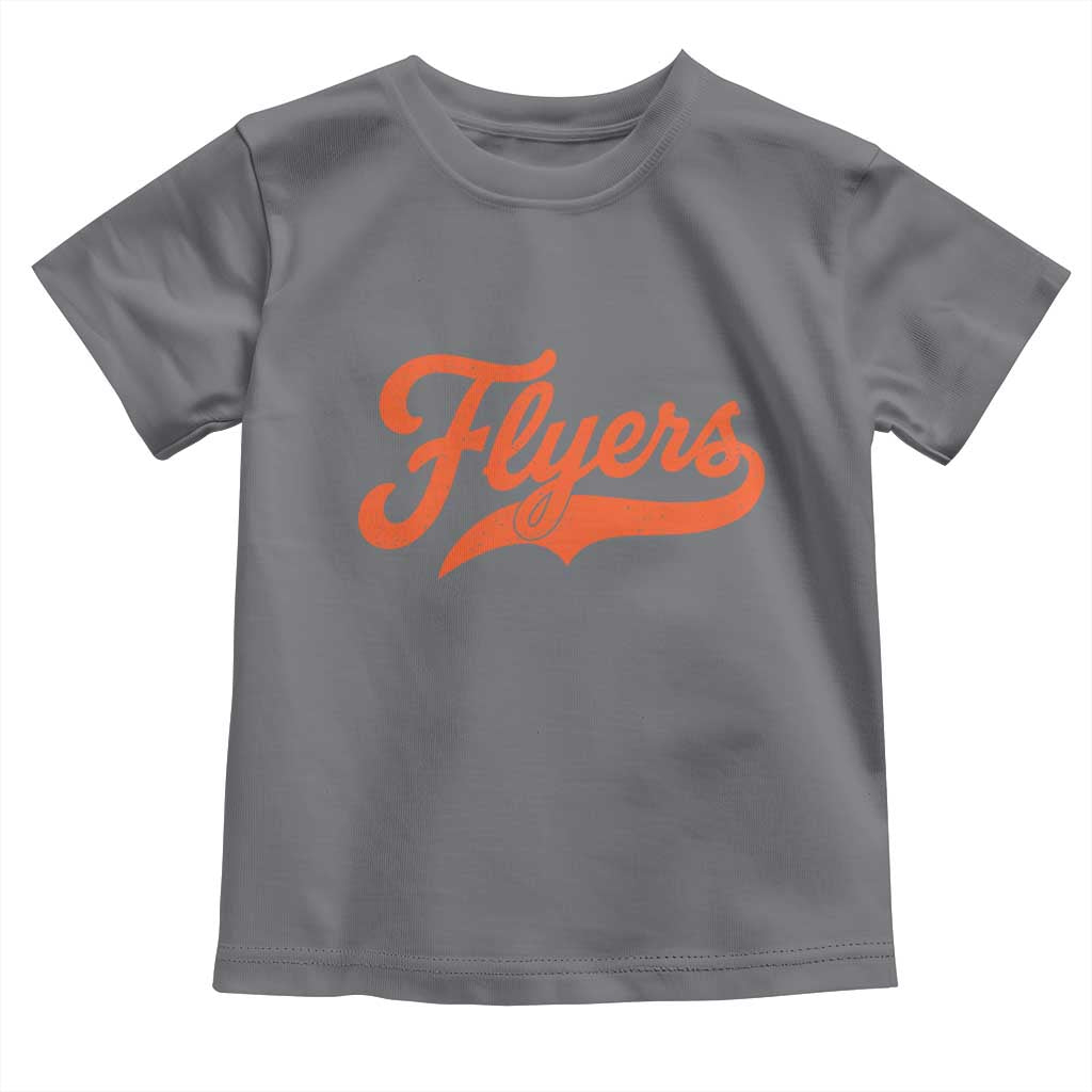 Vintage Flyers Name Script Style Toddler T Shirt Retro Distressed Tailgate Spirit Sports Fan TS02 Charcoal Print Your Wear