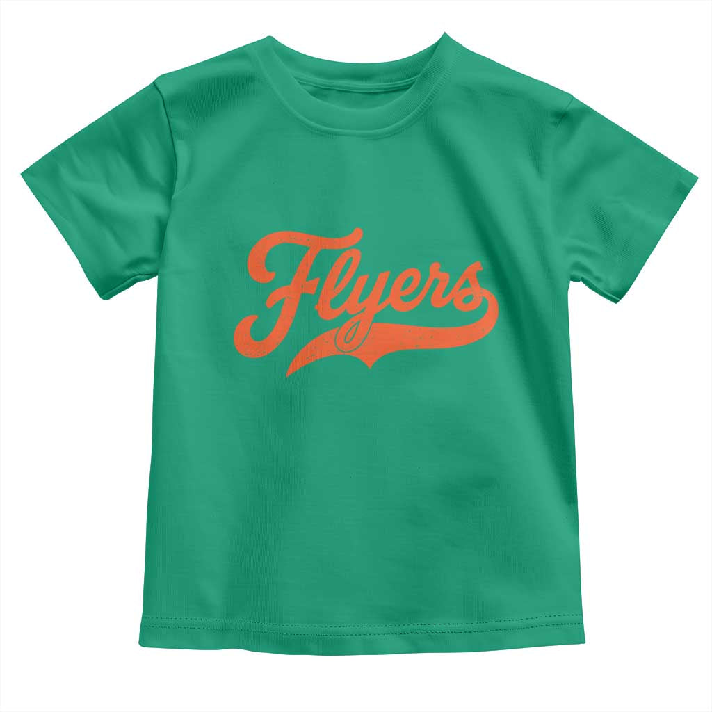 Vintage Flyers Name Script Style Toddler T Shirt Retro Distressed Tailgate Spirit Sports Fan TS02 Irish Green Print Your Wear