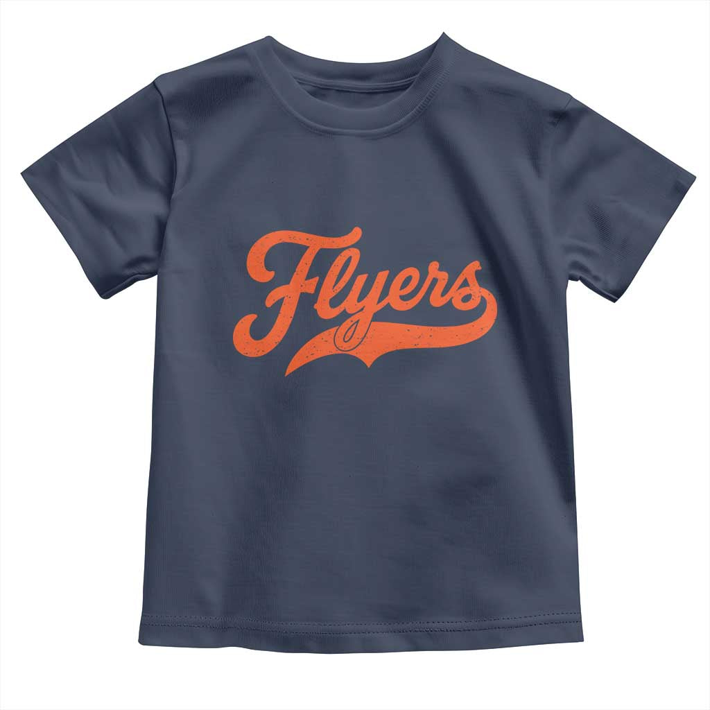 Vintage Flyers Name Script Style Toddler T Shirt Retro Distressed Tailgate Spirit Sports Fan TS02 Navy Print Your Wear