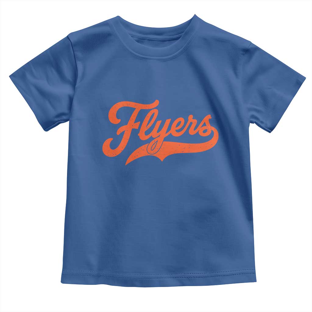 Vintage Flyers Name Script Style Toddler T Shirt Retro Distressed Tailgate Spirit Sports Fan TS02 Royal Blue Print Your Wear