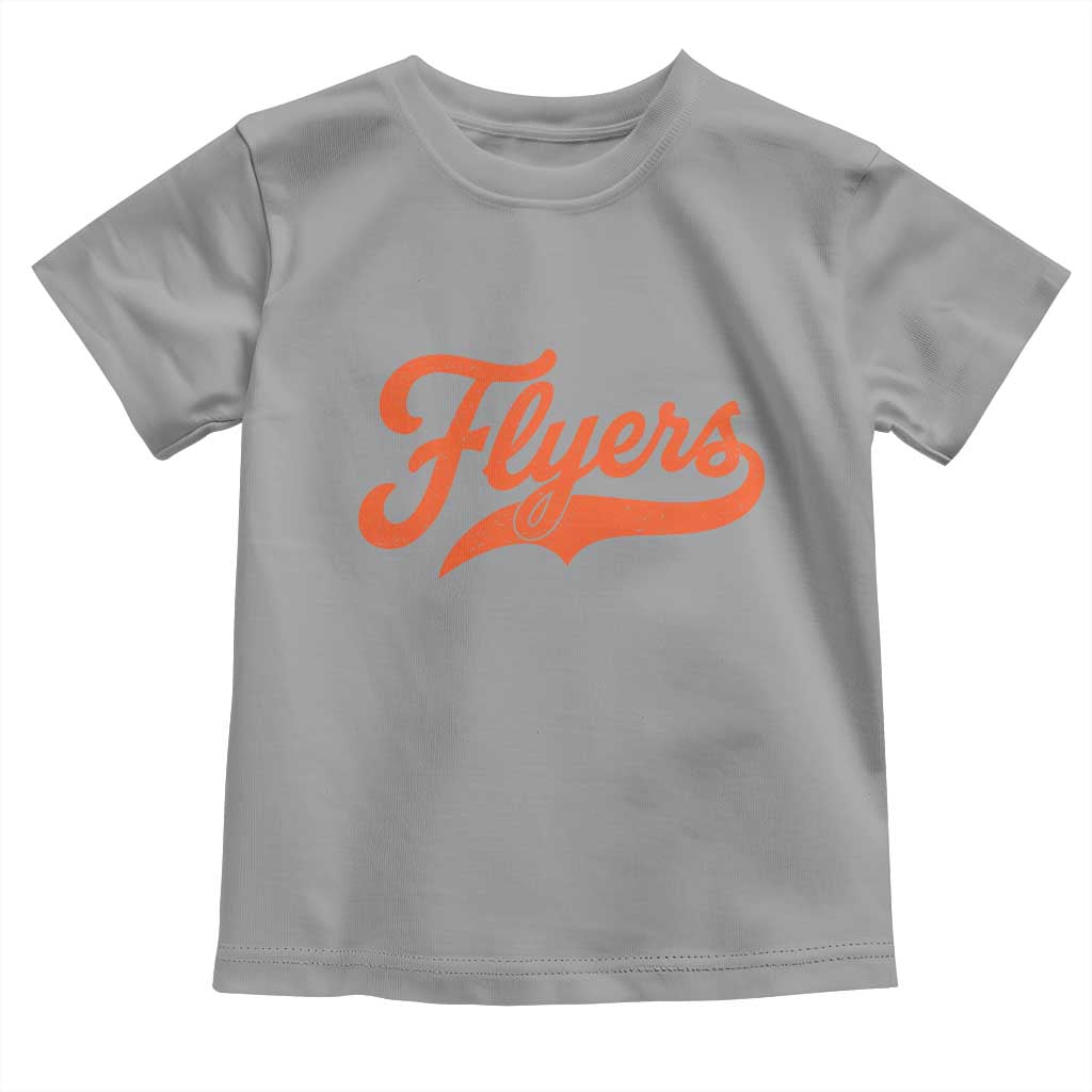 Vintage Flyers Name Script Style Toddler T Shirt Retro Distressed Tailgate Spirit Sports Fan TS02 Sport Gray Print Your Wear