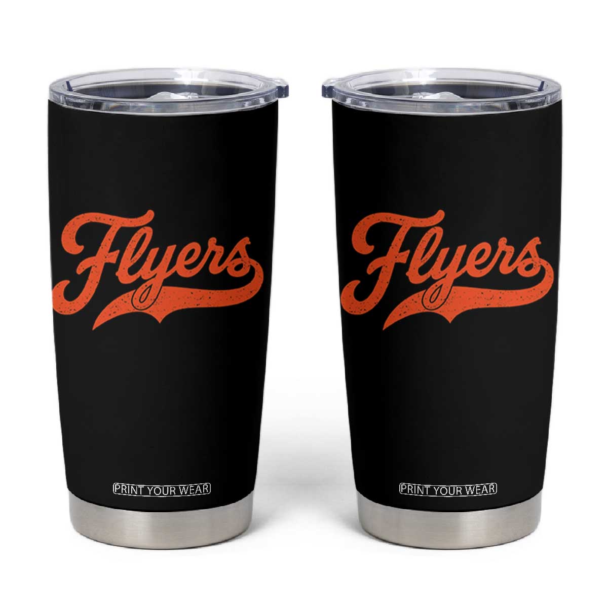 Vintage Flyers Name Script Style Tumbler Cup Retro Distressed Tailgate Spirit Sports Fan TS02 Black Print Your Wear
