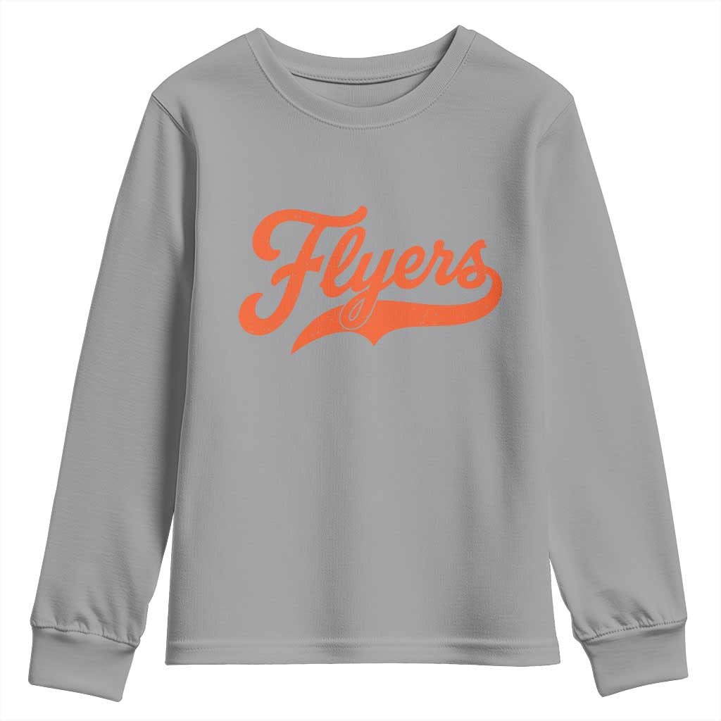Vintage Flyers Name Script Style Youth Sweatshirt Retro Distressed Tailgate Spirit Sports Fan TS02 Sport Gray Print Your Wear
