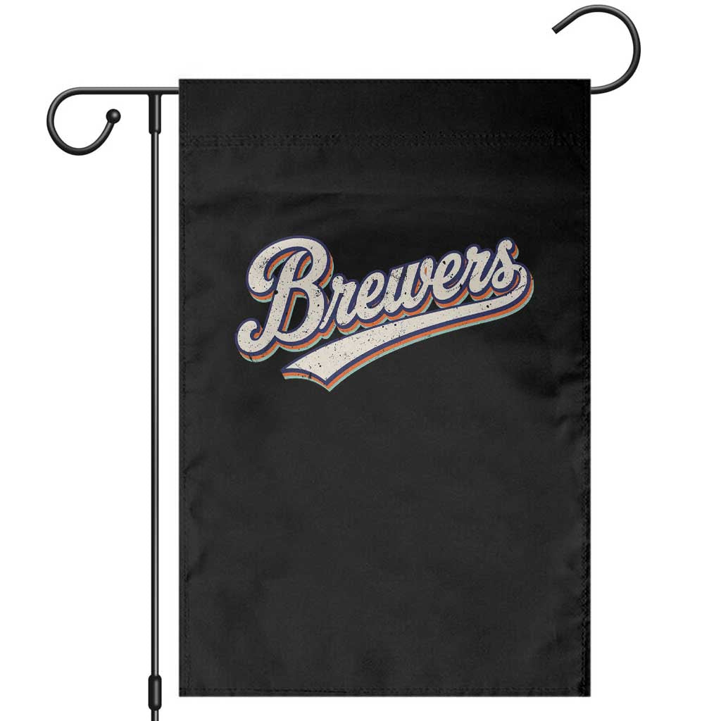 Vintage 70s Brewers Name Script Style Garden Flag Retro Distressed Tailgate Spirit Sports Fan TS02 Black Print Your Wear