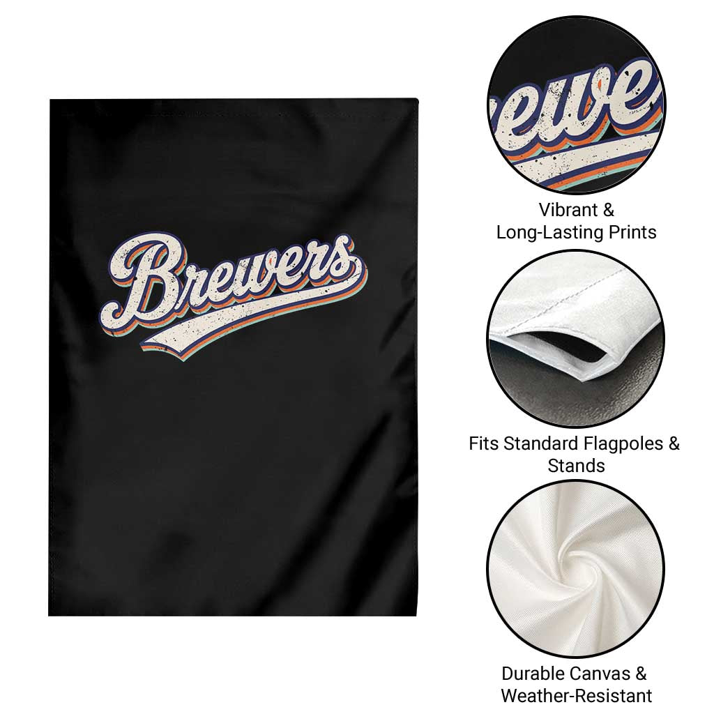 Vintage 70s Brewers Name Script Style Garden Flag Retro Distressed Tailgate Spirit Sports Fan TS02 Print Your Wear
