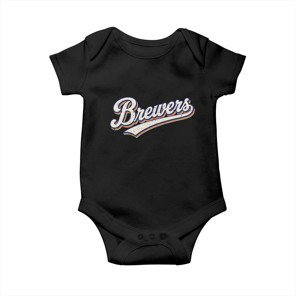 Vintage 70s Brewers Name Script Style Baby Onesie Retro Distressed Tailgate Spirit Sports Fan TS02 Black Print Your Wear