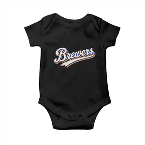 Vintage 70s Brewers Name Script Style Baby Onesie Retro Distressed Tailgate Spirit Sports Fan TS02 Black Print Your Wear