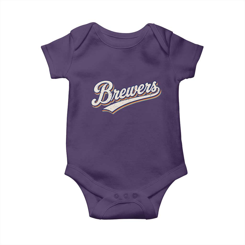 Vintage 70s Brewers Name Script Style Baby Onesie Retro Distressed Tailgate Spirit Sports Fan TS02 Purple Print Your Wear