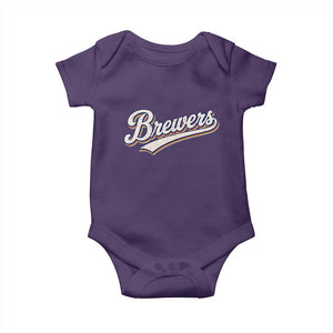 Vintage 70s Brewers Name Script Style Baby Onesie Retro Distressed Tailgate Spirit Sports Fan TS02 Purple Print Your Wear