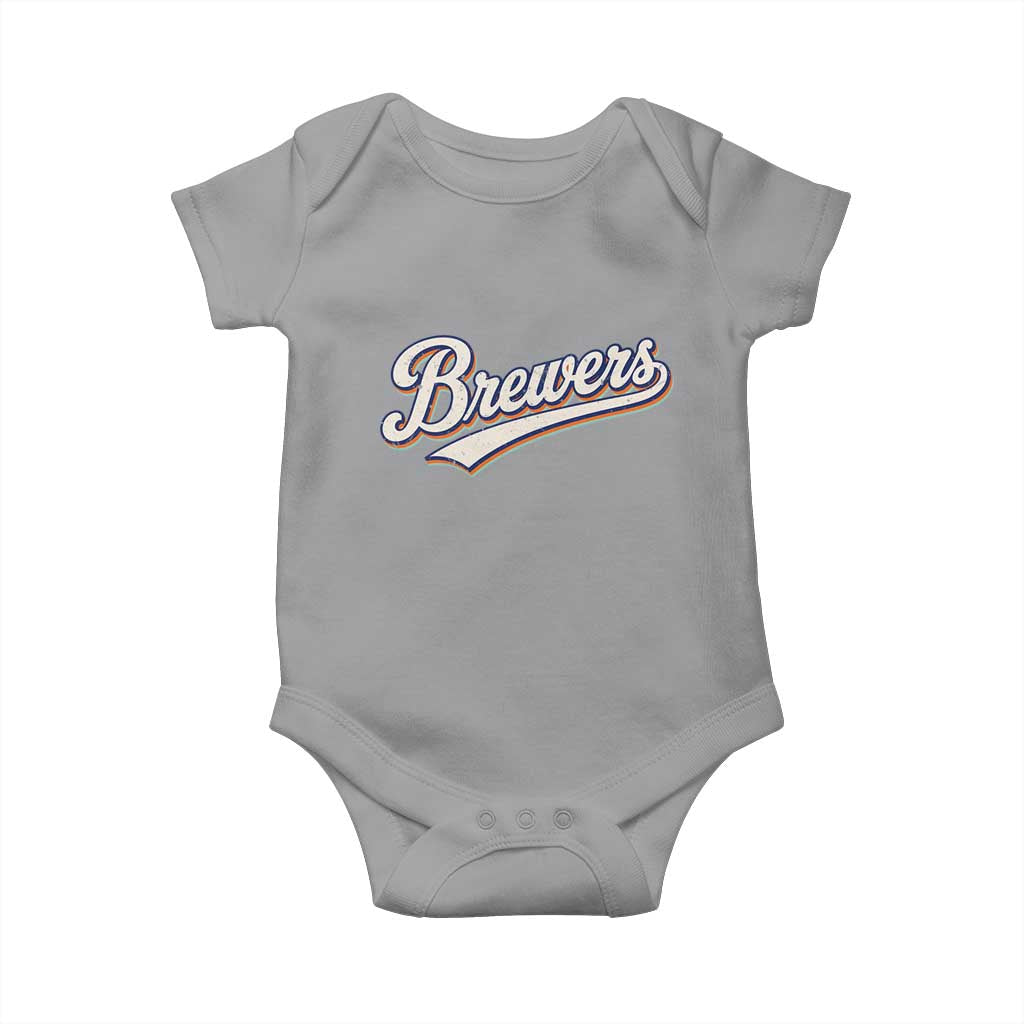 Vintage 70s Brewers Name Script Style Baby Onesie Retro Distressed Tailgate Spirit Sports Fan TS02 Sport Gray Print Your Wear