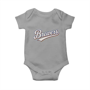 Vintage 70s Brewers Name Script Style Baby Onesie Retro Distressed Tailgate Spirit Sports Fan TS02 Sport Gray Print Your Wear