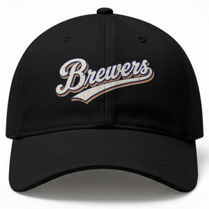 Vintage 70s Brewers Name Script Style Baseball Cap Retro Distressed Tailgate Spirit Sports Fan TS02 Print Your Wear