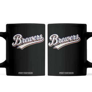 Vintage 70s Brewers Name Script Style Coffee Mug Retro Distressed Tailgate Spirit Sports Fan TS02 Black Print Your Wear