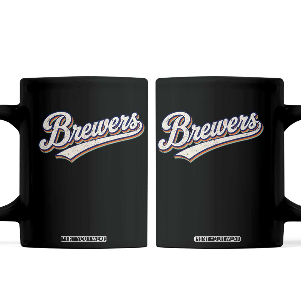 Vintage 70s Brewers Name Script Style Coffee Mug Retro Distressed Tailgate Spirit Sports Fan TS02 Black Print Your Wear