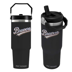 Vintage 70s Brewers Name Script Style Flip Straw Tumbler Retro Distressed Tailgate Spirit Sports Fan TS02 One Size: 30 oz Black Print Your Wear