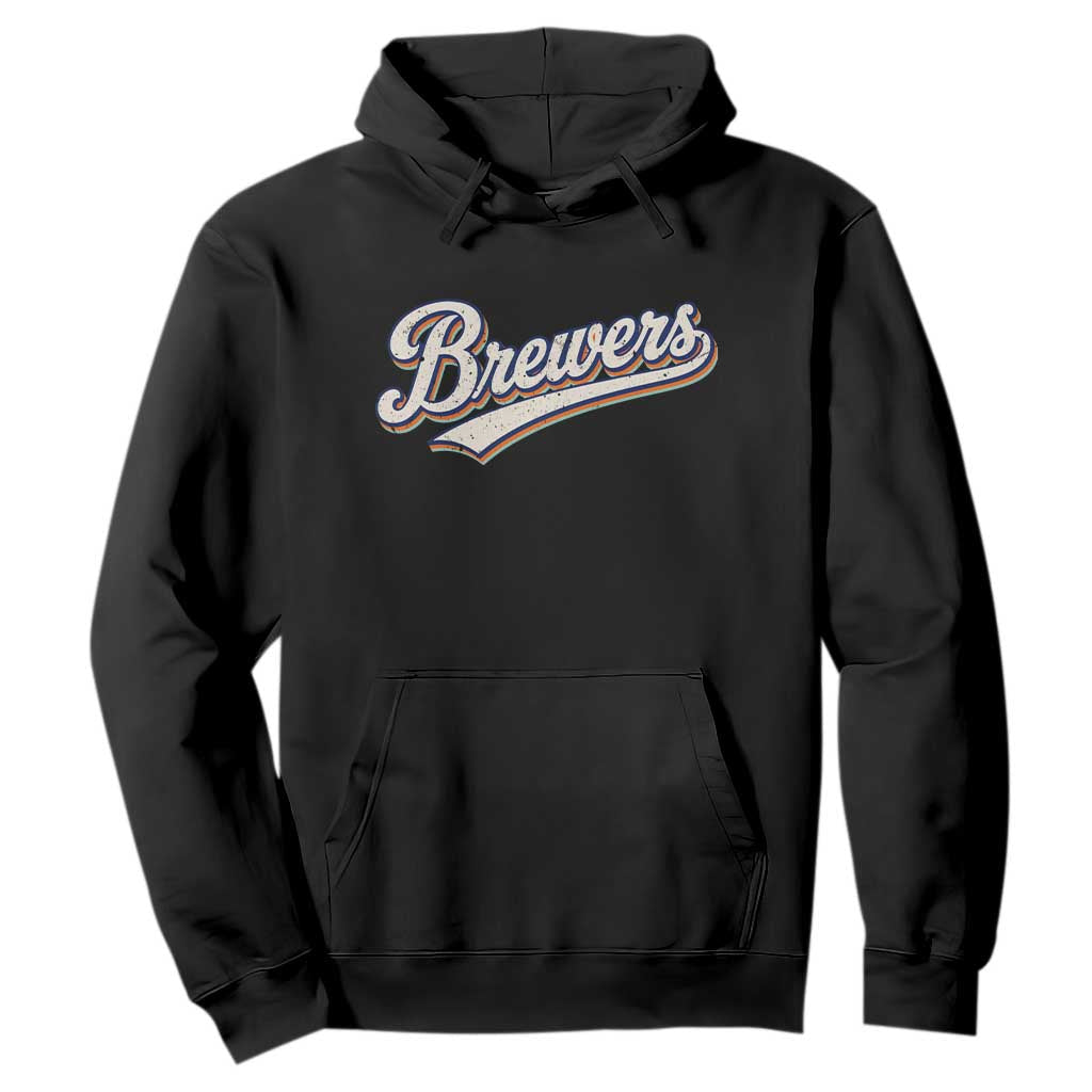 Vintage 70s Brewers Name Script Style Hoodie Retro Distressed Tailgate Spirit Sports Fan TS02 Black Print Your Wear