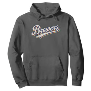 Vintage 70s Brewers Name Script Style Hoodie Retro Distressed Tailgate Spirit Sports Fan TS02 Dark Heather Print Your Wear