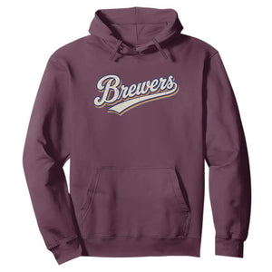 Vintage 70s Brewers Name Script Style Hoodie Retro Distressed Tailgate Spirit Sports Fan TS02 Maroon Print Your Wear
