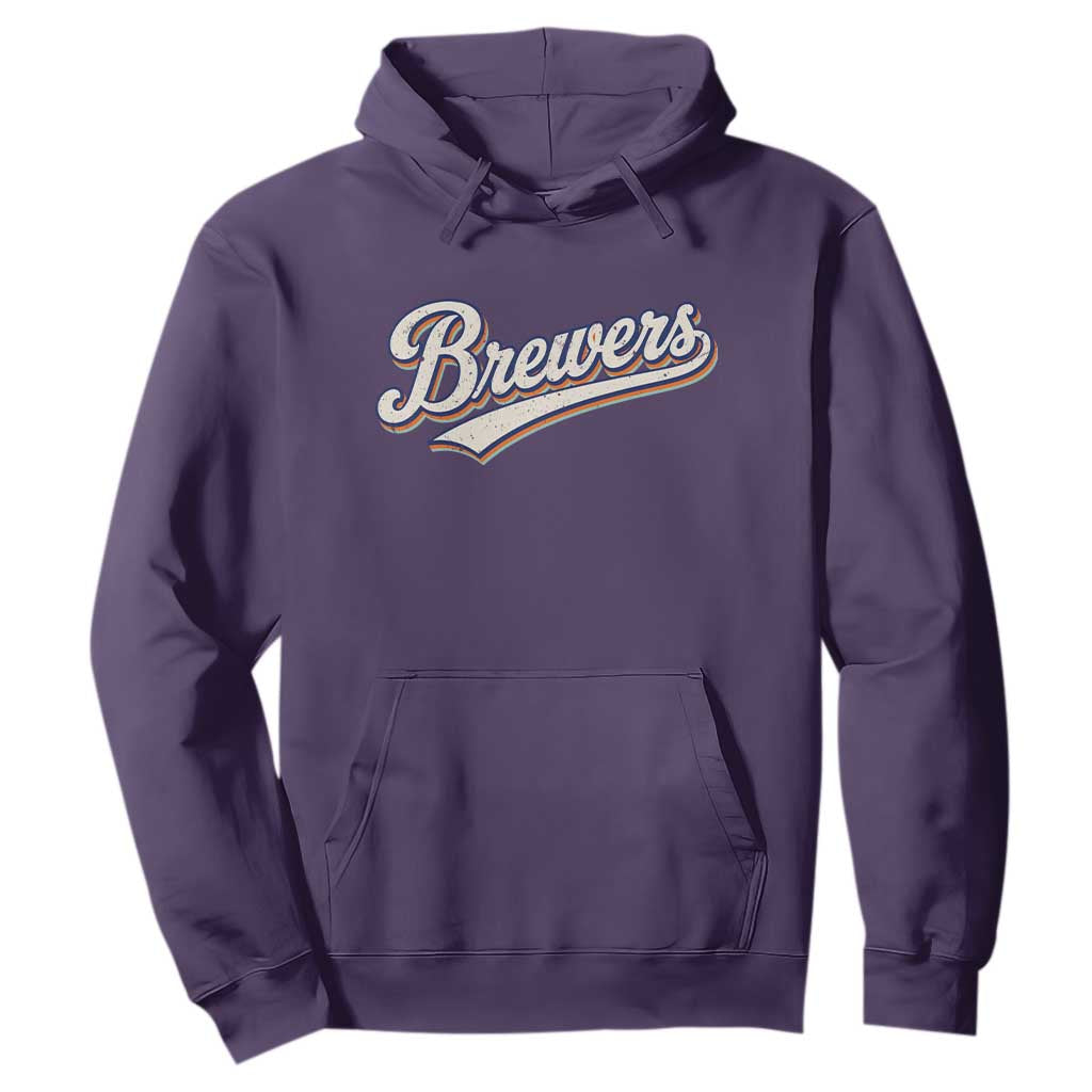 Vintage 70s Brewers Name Script Style Hoodie Retro Distressed Tailgate Spirit Sports Fan TS02 Purple Print Your Wear