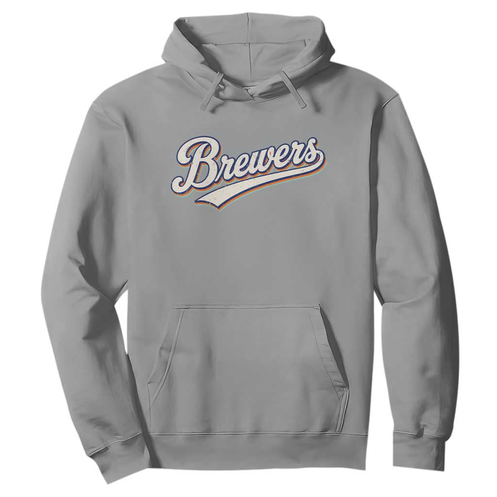 Vintage 70s Brewers Name Script Style Hoodie Retro Distressed Tailgate Spirit Sports Fan TS02 Sport Gray Print Your Wear