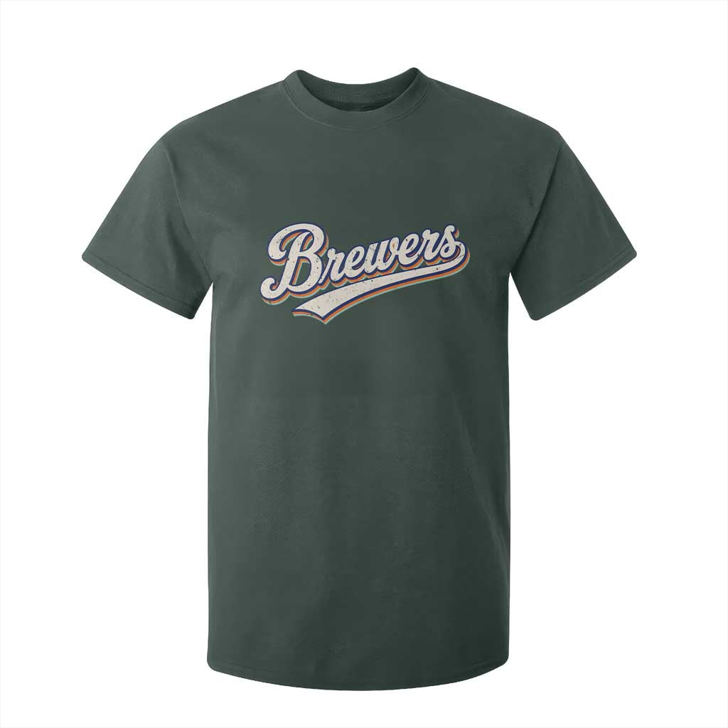 Vintage 70s Brewers Name Script Style T Shirt For Kid Retro Distressed Tailgate Spirit Sports Fan TS02 Dark Forest Green Print Your Wear