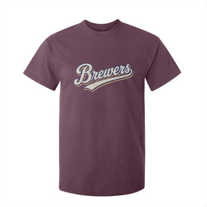 Vintage 70s Brewers Name Script Style T Shirt For Kid Retro Distressed Tailgate Spirit Sports Fan TS02 Maroon Print Your Wear