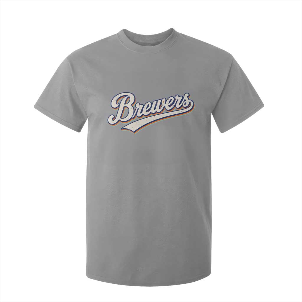 Vintage 70s Brewers Name Script Style T Shirt For Kid Retro Distressed Tailgate Spirit Sports Fan TS02 Sport Gray Print Your Wear