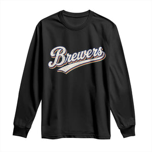 Vintage 70s Brewers Name Script Style Long Sleeve Shirt Retro Distressed Tailgate Spirit Sports Fan TS02 Black Print Your Wear