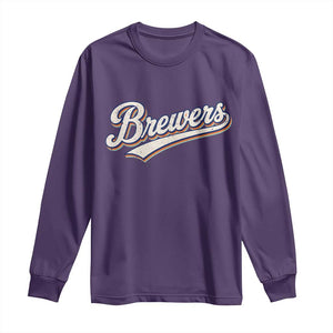 Vintage 70s Brewers Name Script Style Long Sleeve Shirt Retro Distressed Tailgate Spirit Sports Fan TS02 Purple Print Your Wear