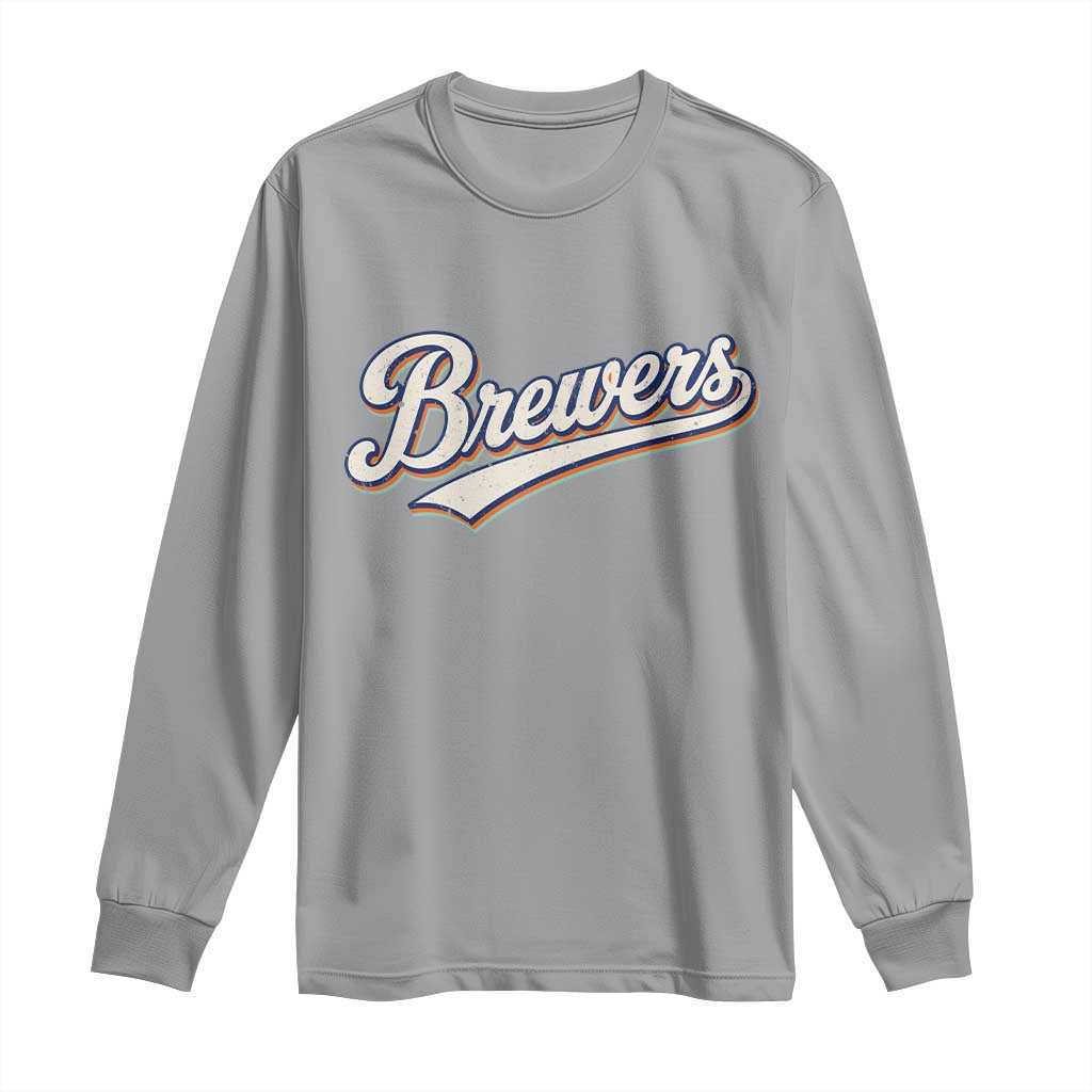 Vintage 70s Brewers Name Script Style Long Sleeve Shirt Retro Distressed Tailgate Spirit Sports Fan TS02 Sport Gray Print Your Wear