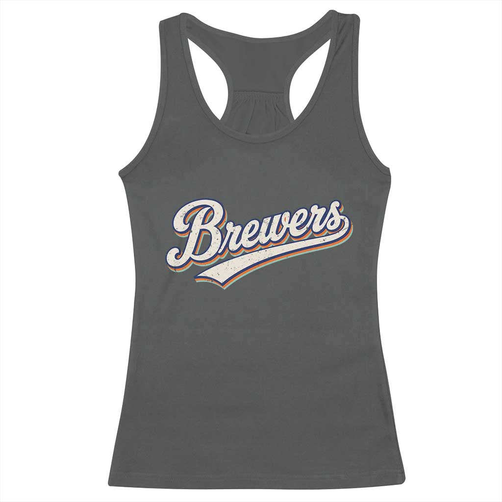 Vintage 70s Brewers Name Script Style Racerback Tank Top Retro Distressed Tailgate Spirit Sports Fan TS02 Dark Heather Print Your Wear