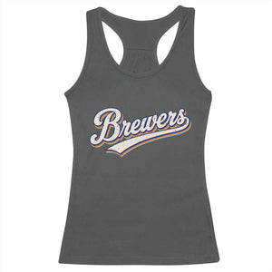 Vintage 70s Brewers Name Script Style Racerback Tank Top Retro Distressed Tailgate Spirit Sports Fan TS02 Dark Heather Print Your Wear